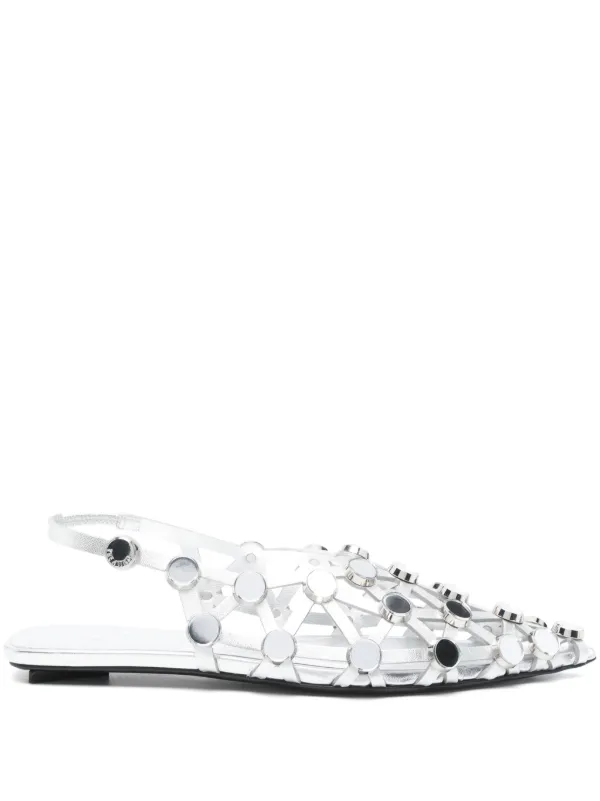 The Attico Grid Ballet Flats in Silver
