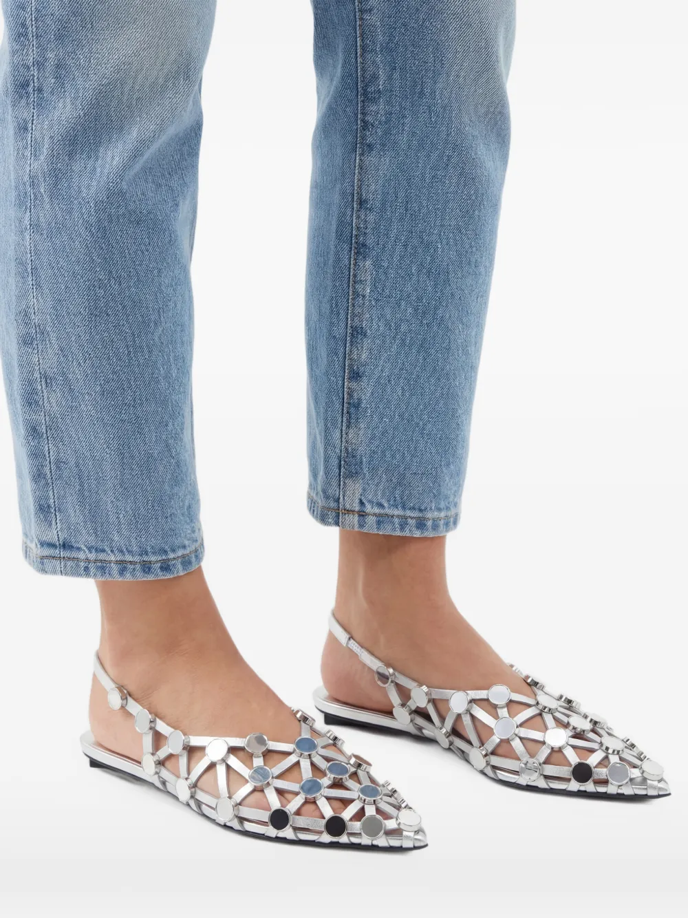 The Attico Grid ballerina's Zilver