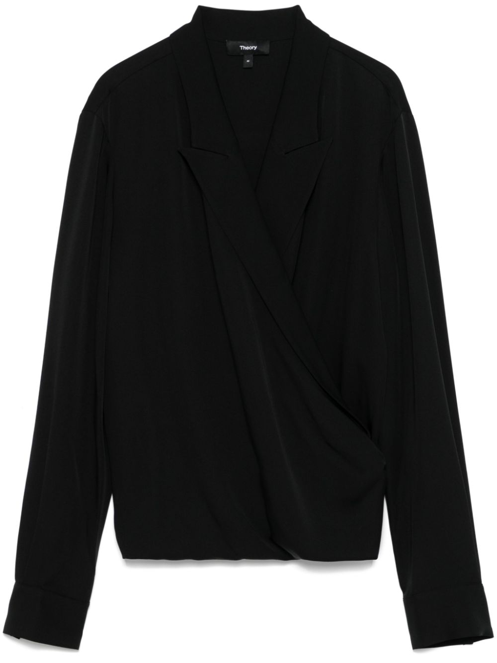 Theory peak-lapel wrap blouse – Black