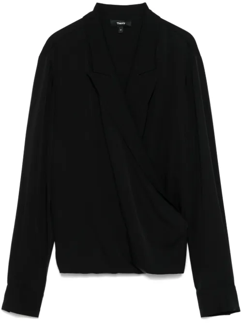 Blouse cache-cœur à revers crantés - Theory - Modalova