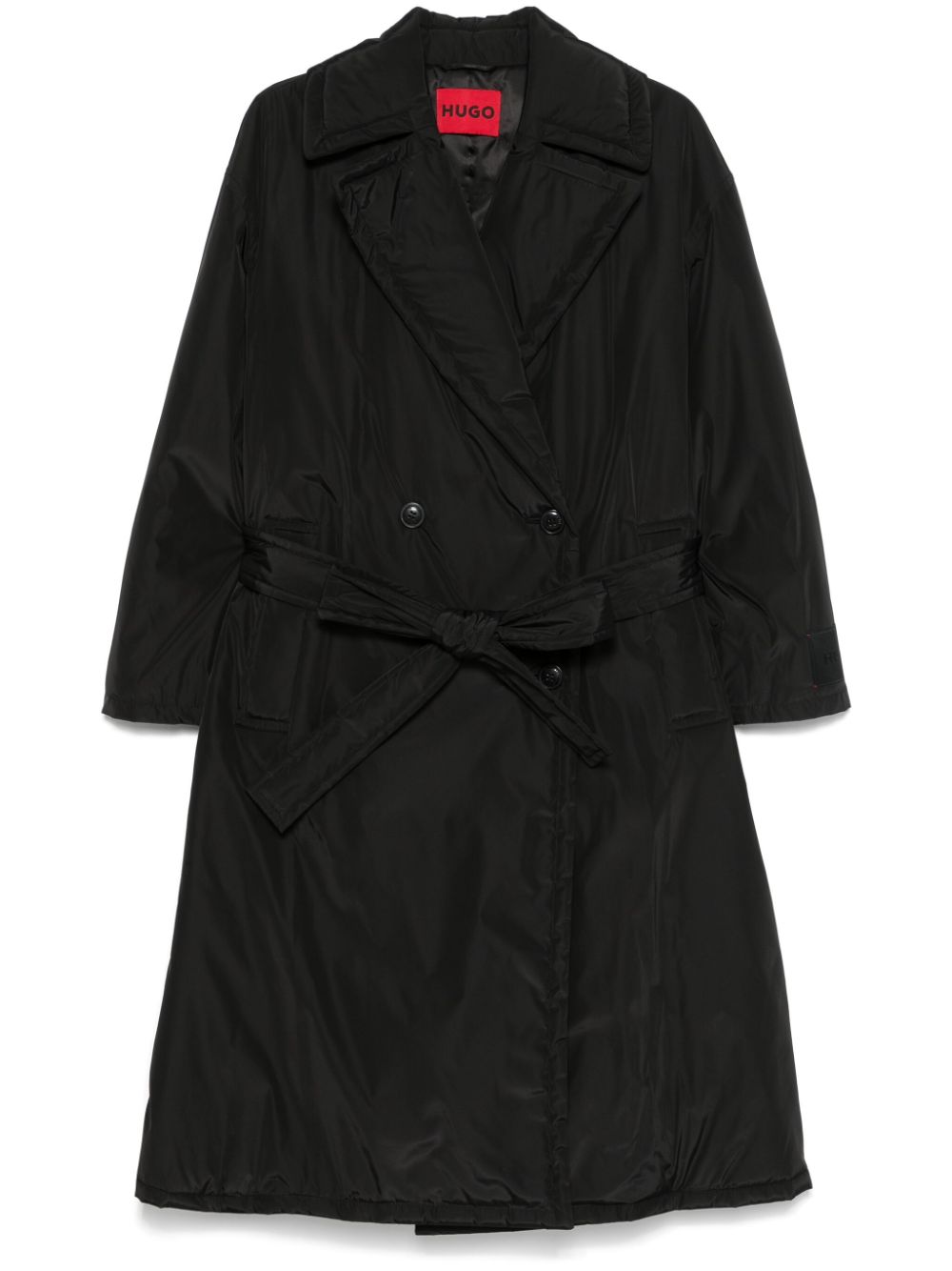 HUGO notched lapels Trench Coat Black FARFETCH