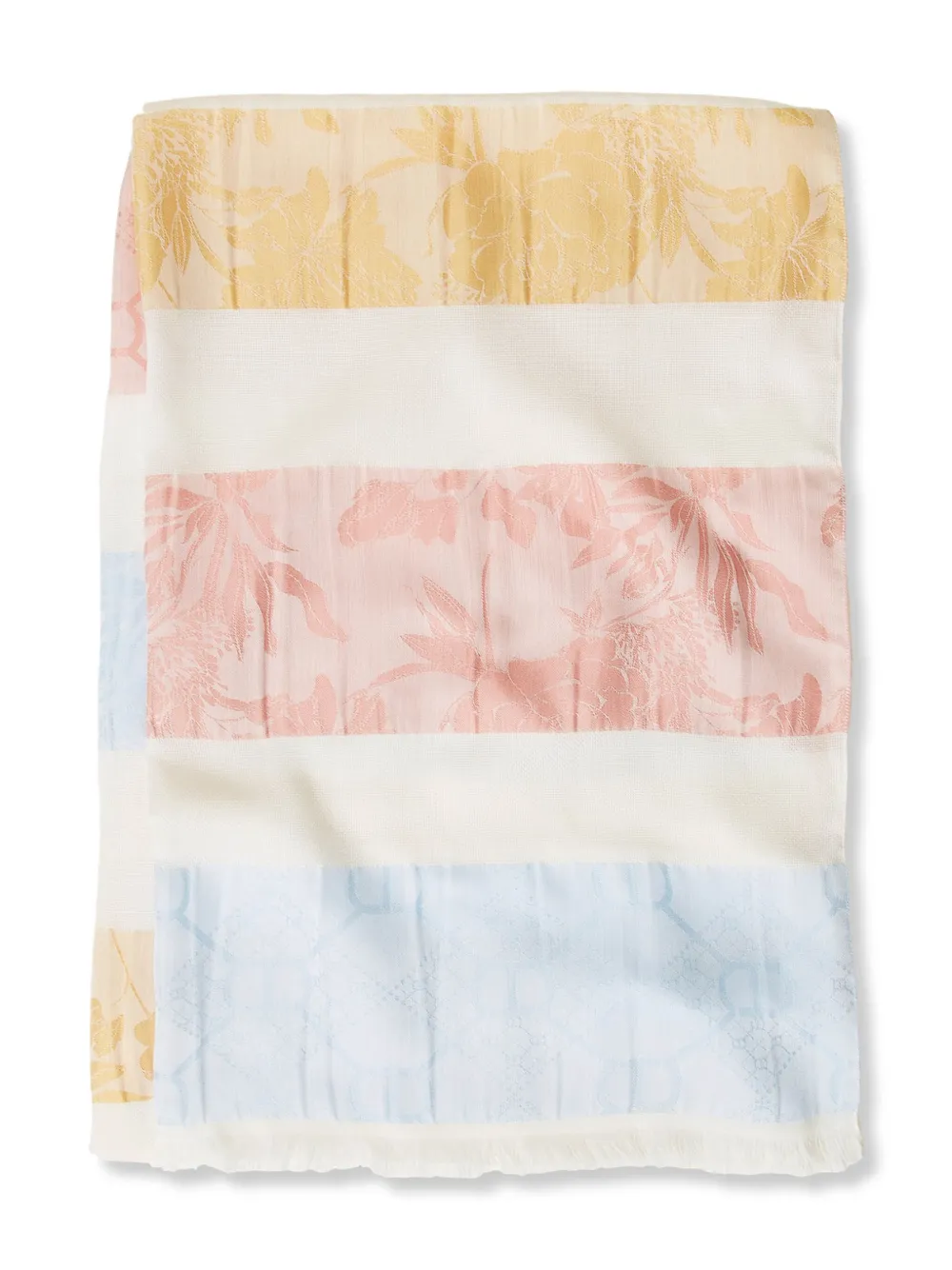 floral block-striped scarf