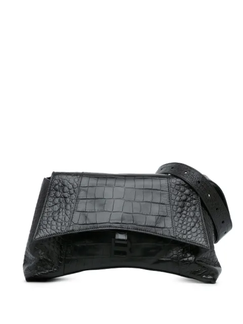 Balenciaga 2022 Medium Croc Embossed Calfskin Downtown crossbody bag Women