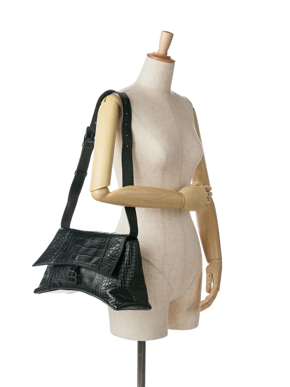 Affordable Balenciaga 2022 Medium Croc Embossed Calfskin Downtown crossbody bag Women