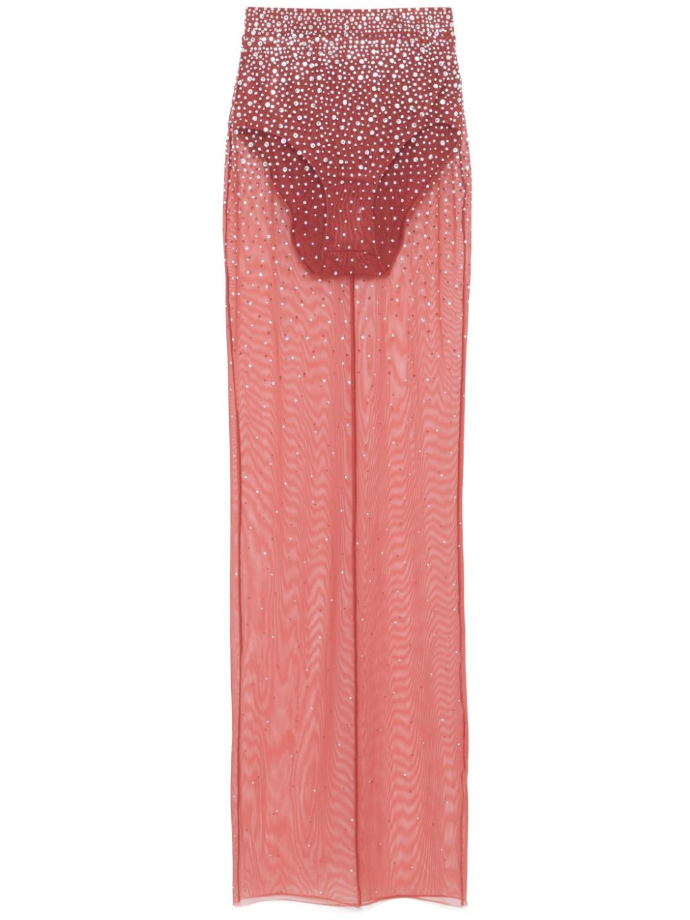 Alex Perry crystal mesh maxi skirt - Brown