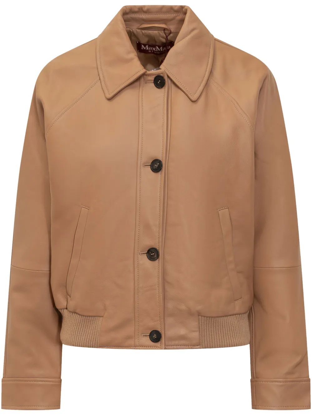 Max Mara leather bomber jacket | Brown | Image 1