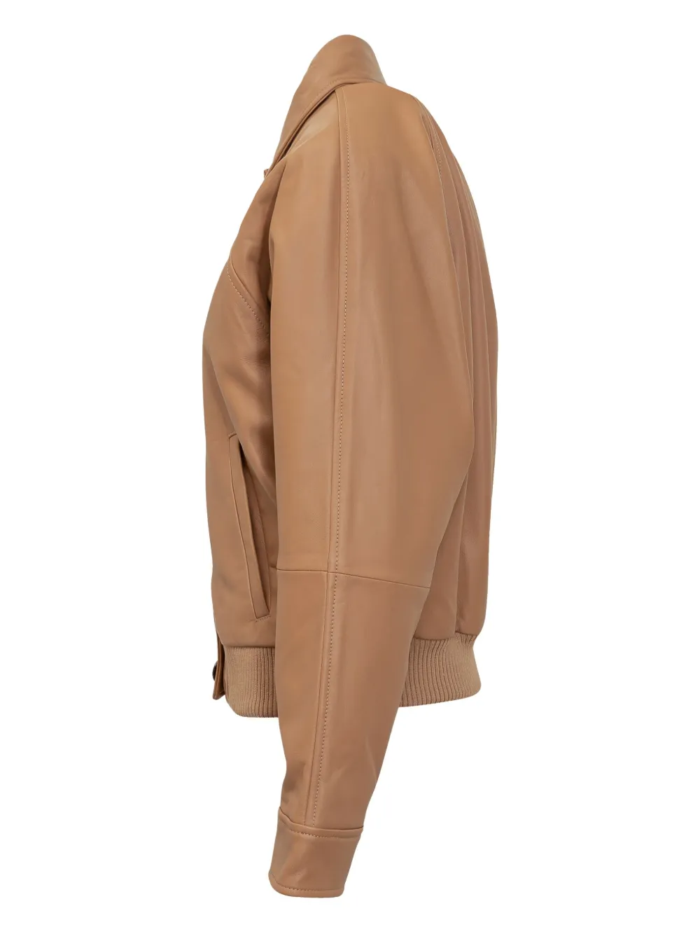 Max Mara Leren bomberjack Bruin