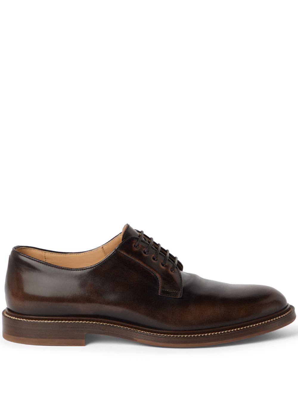 Brunello Cucinelli burnished-leather Derby shoes Brown