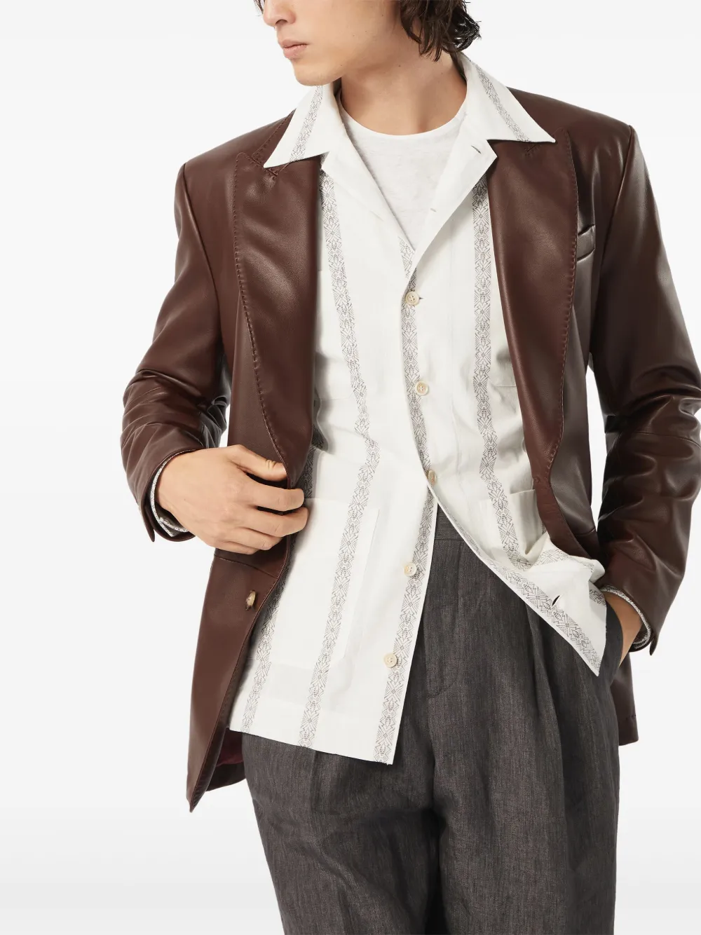 BRUNELLO CUCINELLI ブラウンレザージャケット Brunello Cucinelli Reversible Brown Leather Jacket Size