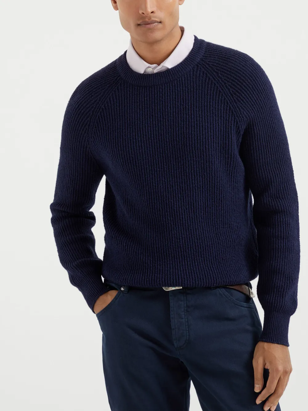 Brunello Cucinelli Ribgebreide trui Blauw