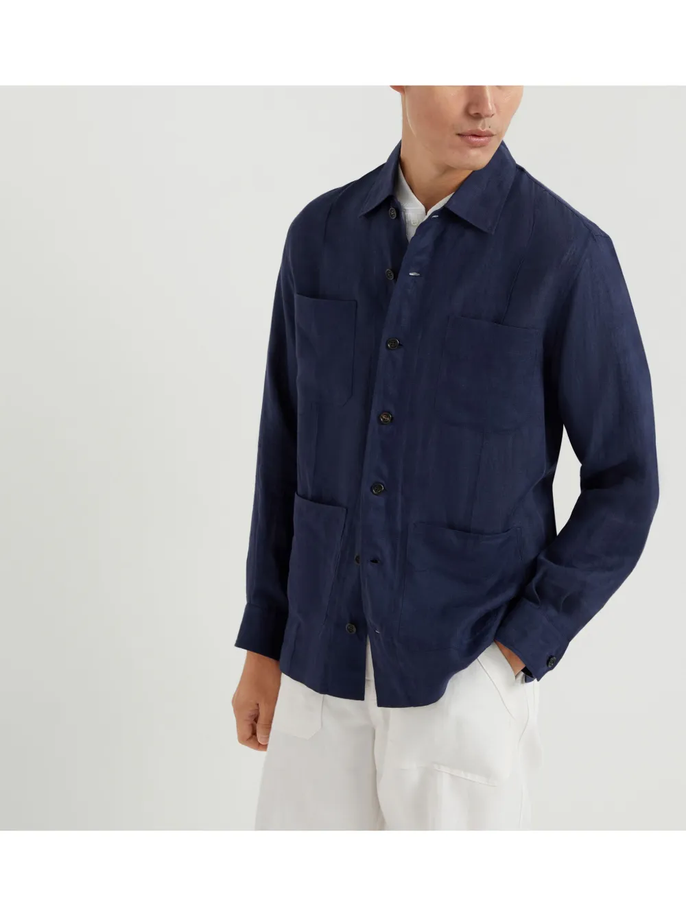 Brunello Cucinelli Linnen overhemd Blauw