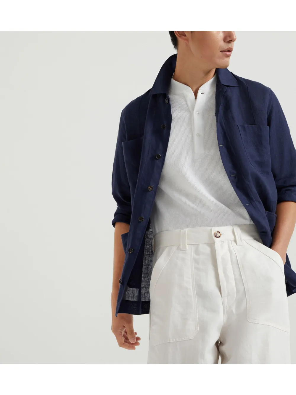 Brunello Cucinelli Linen Shirt | Blue | FARFETCH BN