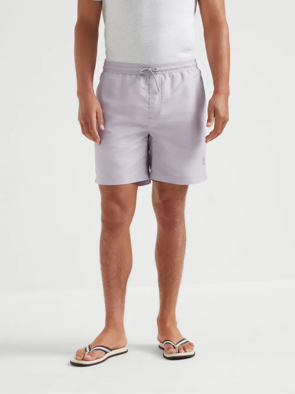 Brunello Cucinelli Zwembroek met geborduurd logo Paars