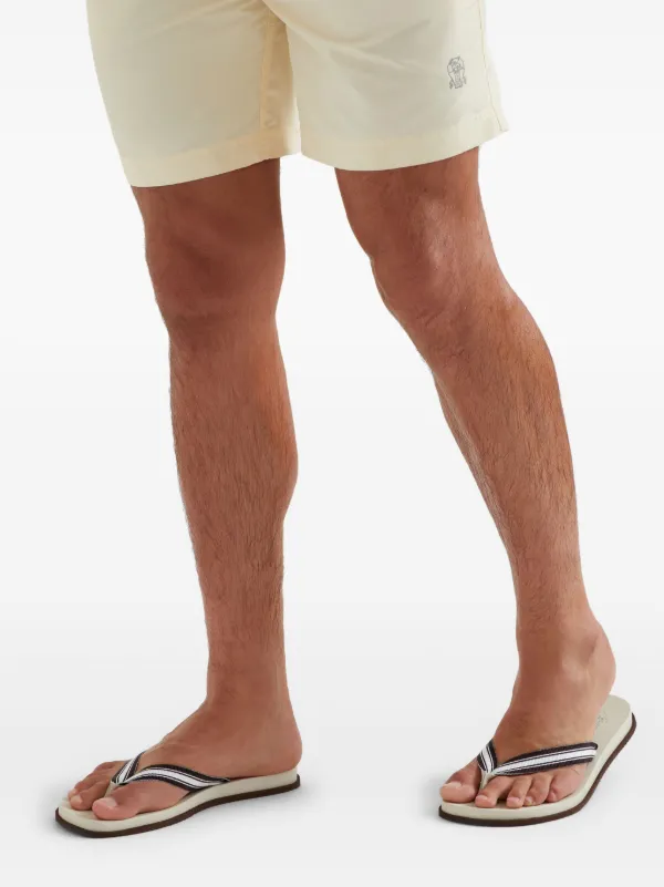Brunello Cucinelli Leather Pool Slides | Brown | FARFETCH CA