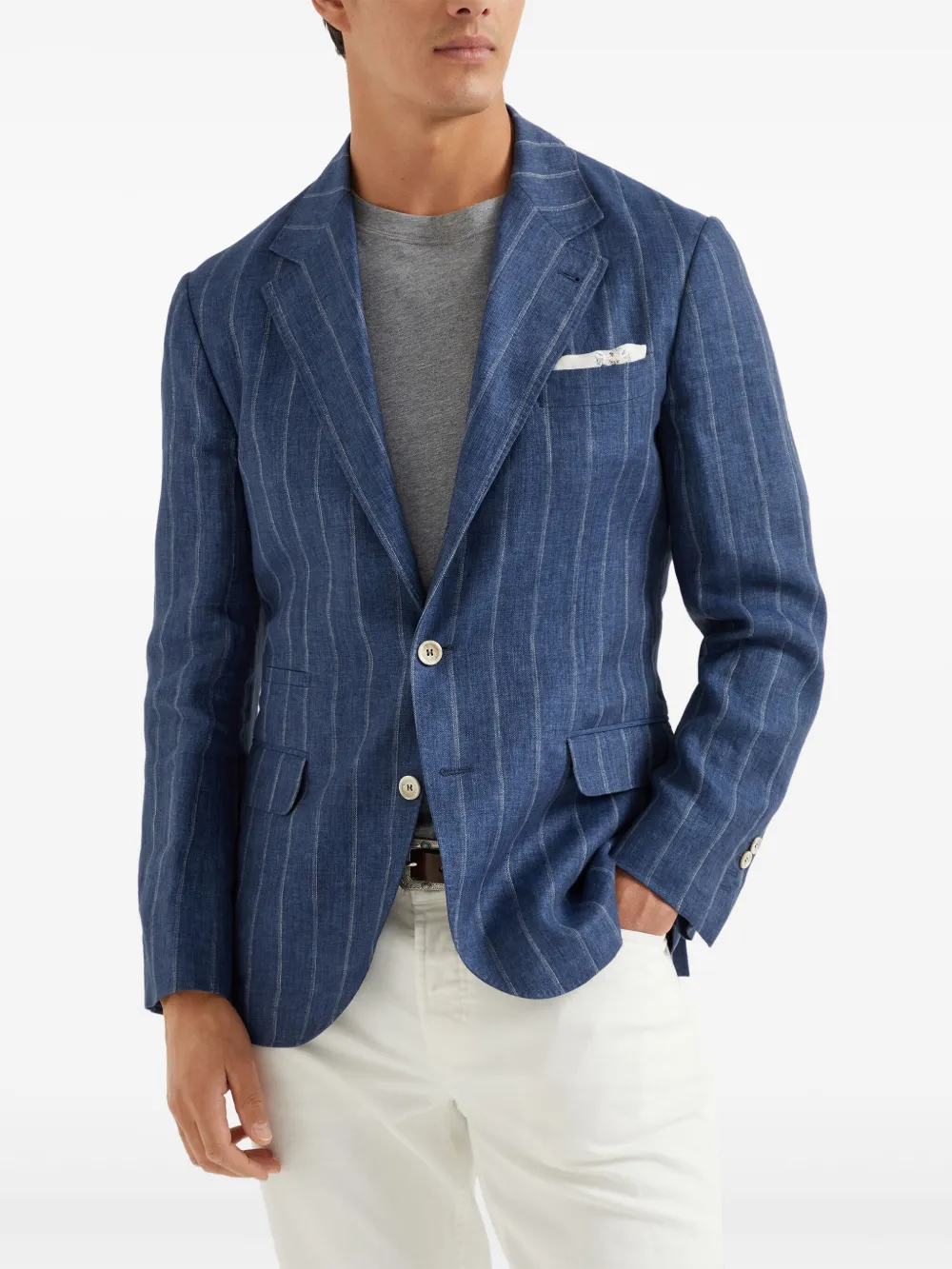 Brunello Cucinelli Twill blazer Blauw