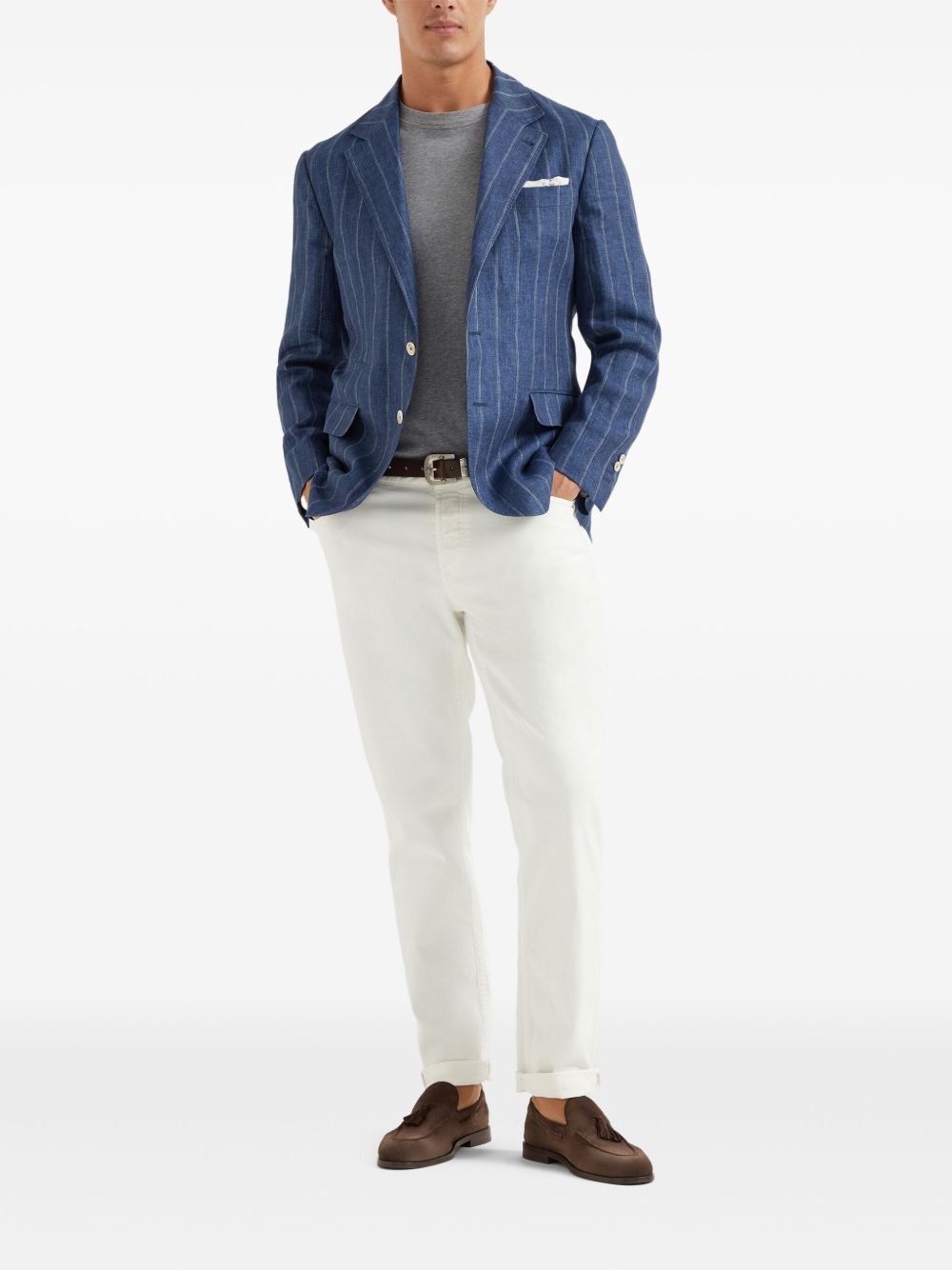 Brunello Cucinelli twill blazer - Blue