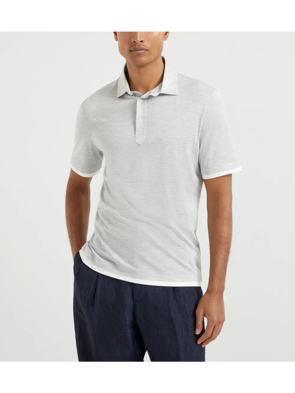 Brunello Cucinelli Gelaagd poloshirt Grijs