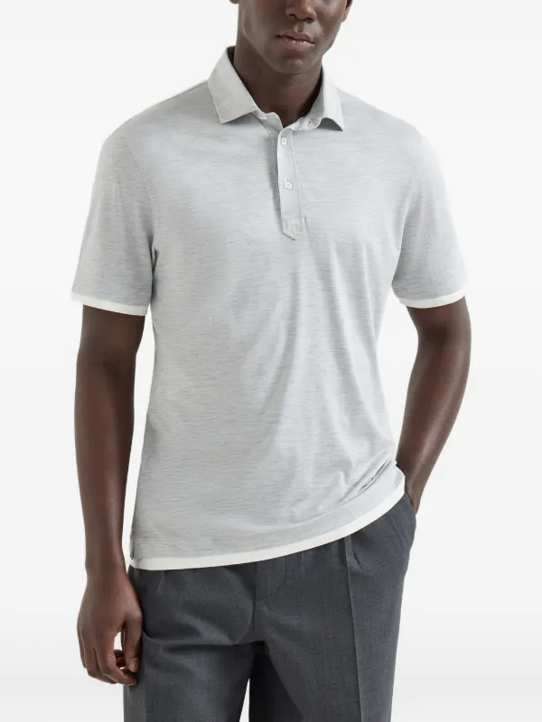 Brunello Cucinelli Camisa Polo Com Sobreposição | Cinza | FARFETCH BR