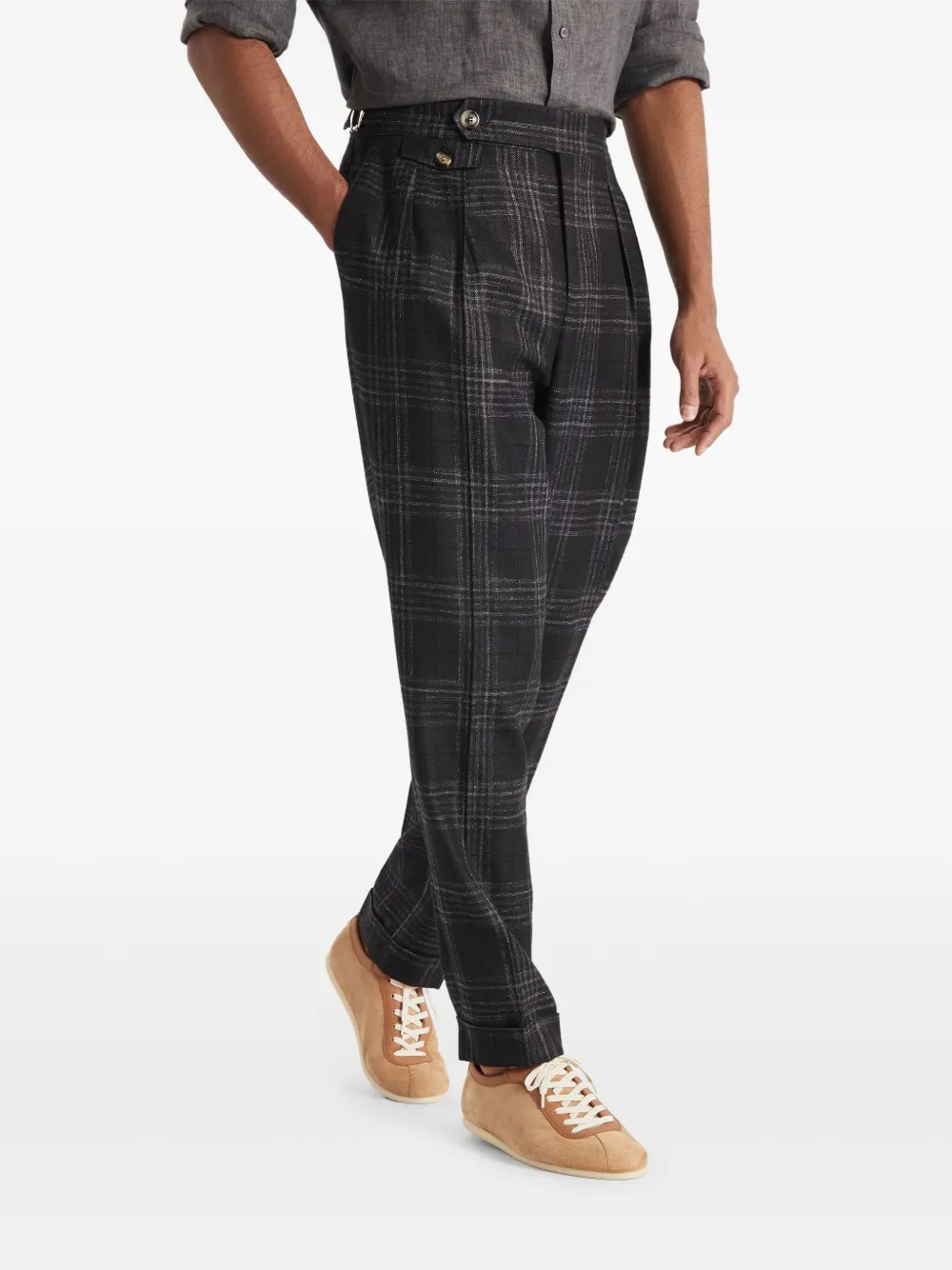 Brunello Cucinelli Geruite broek Grijs