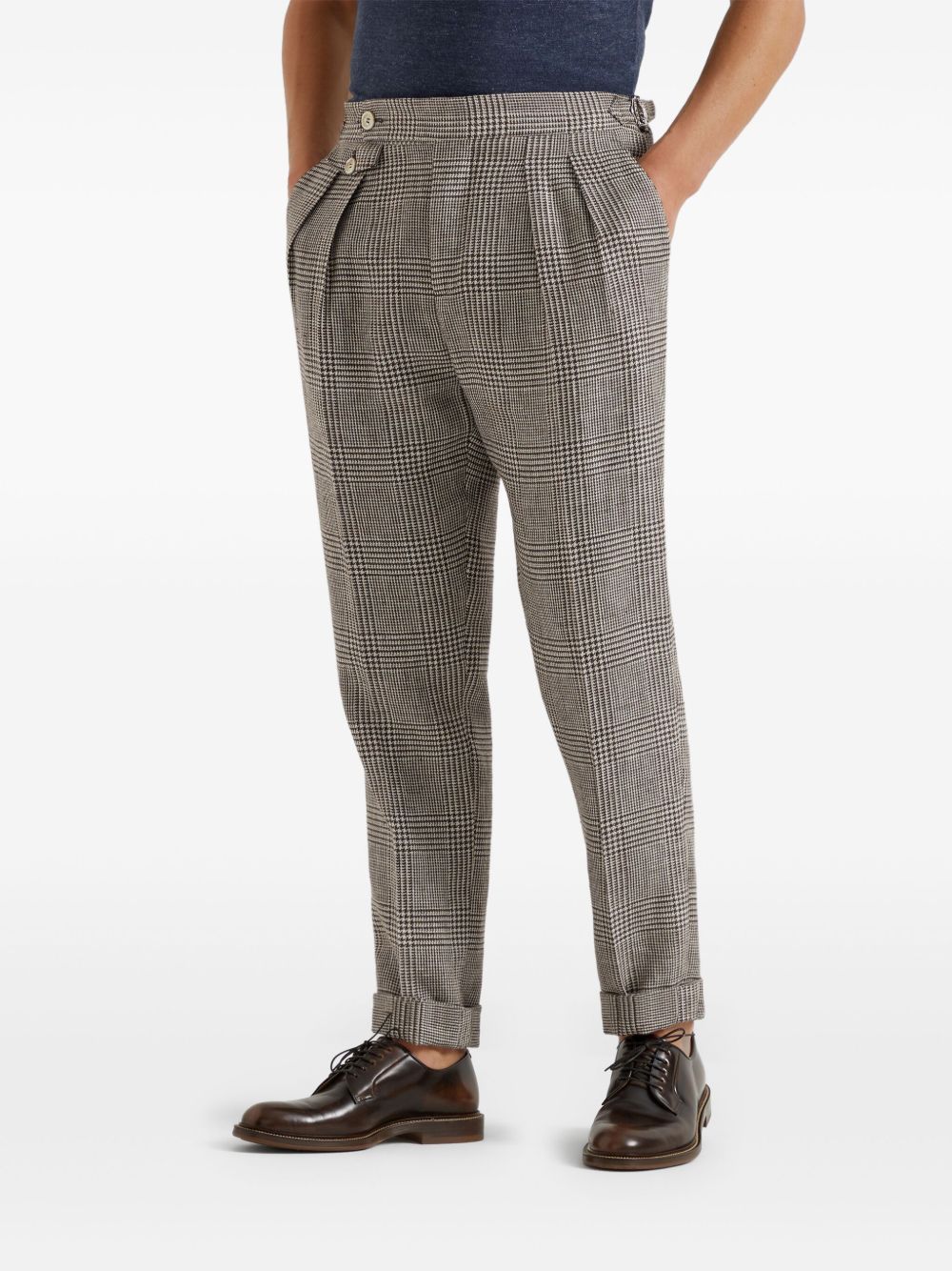 Brunello Cucinelli Broek met Prince of Wales ruit - Bruin