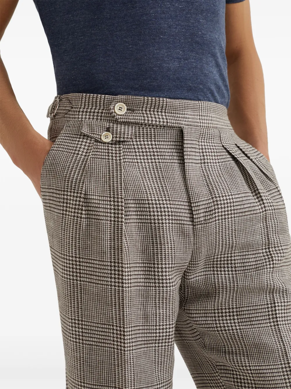 BRUNELLO CUCINELLI PRINCE OF WALES-CHECKED TROUSERS