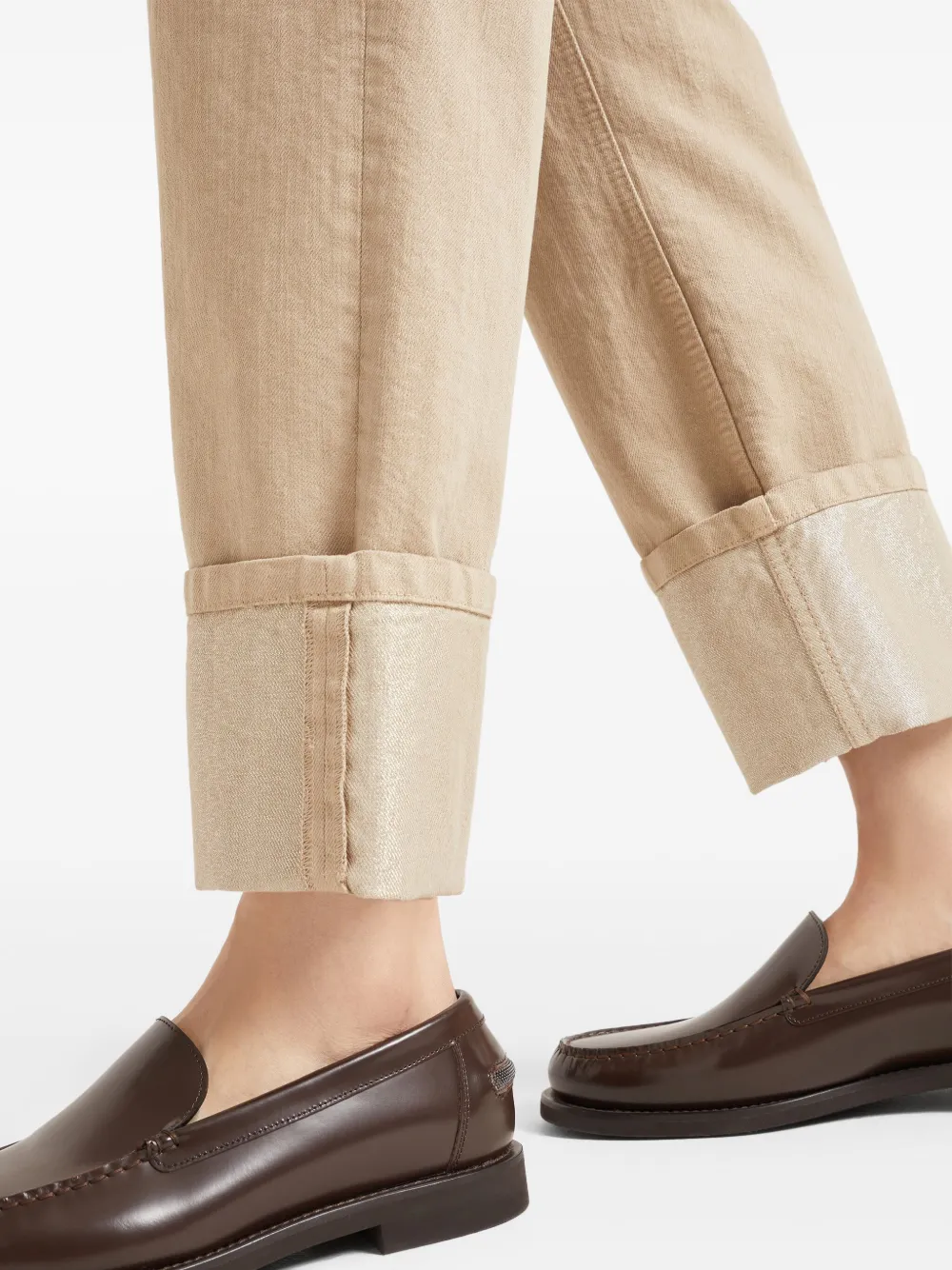 Shop Brunello Cucinelli Straight-leg Cropped Trousers In Brown