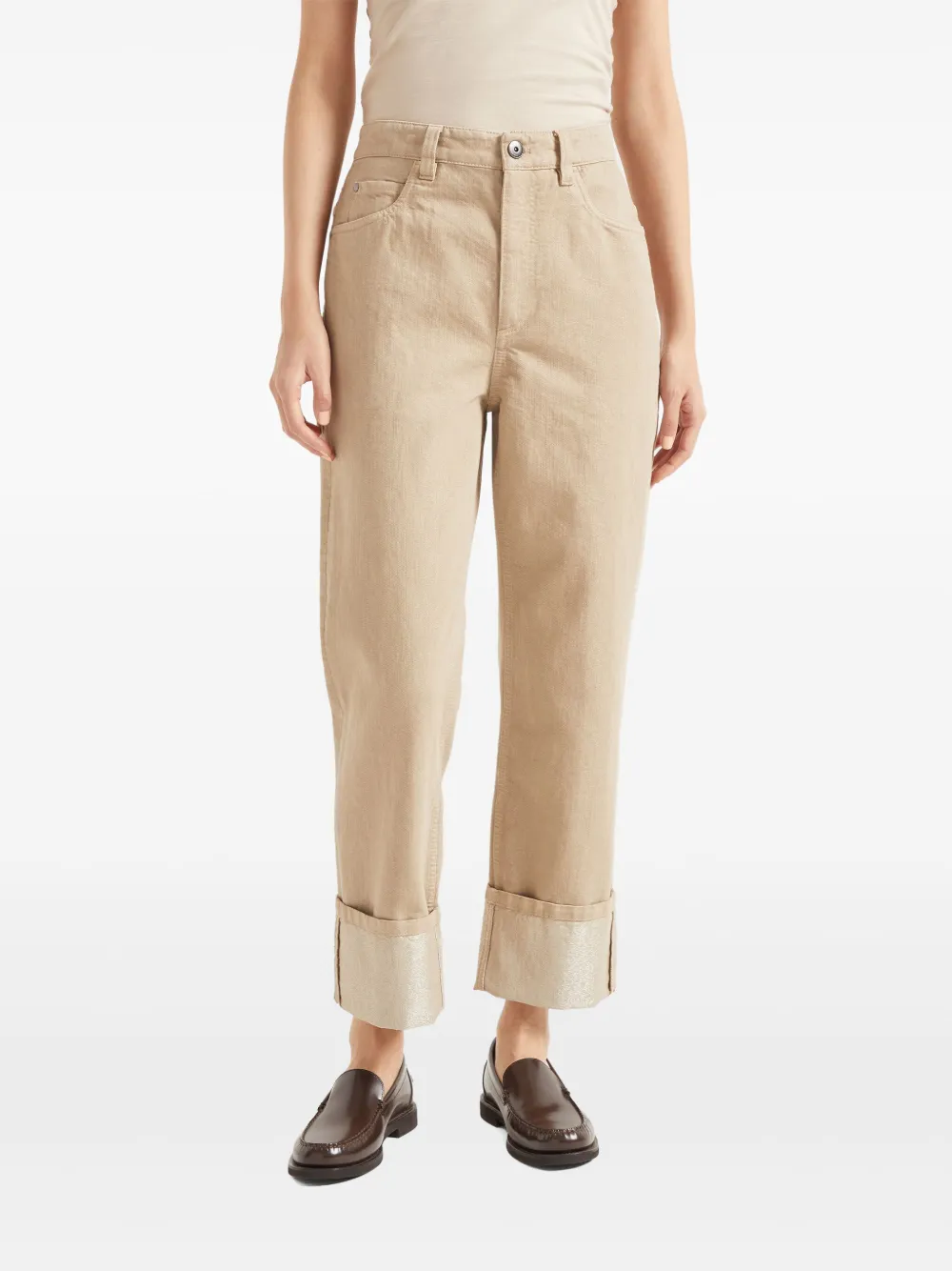 Shop Brunello Cucinelli Straight-leg Cropped Trousers In Brown