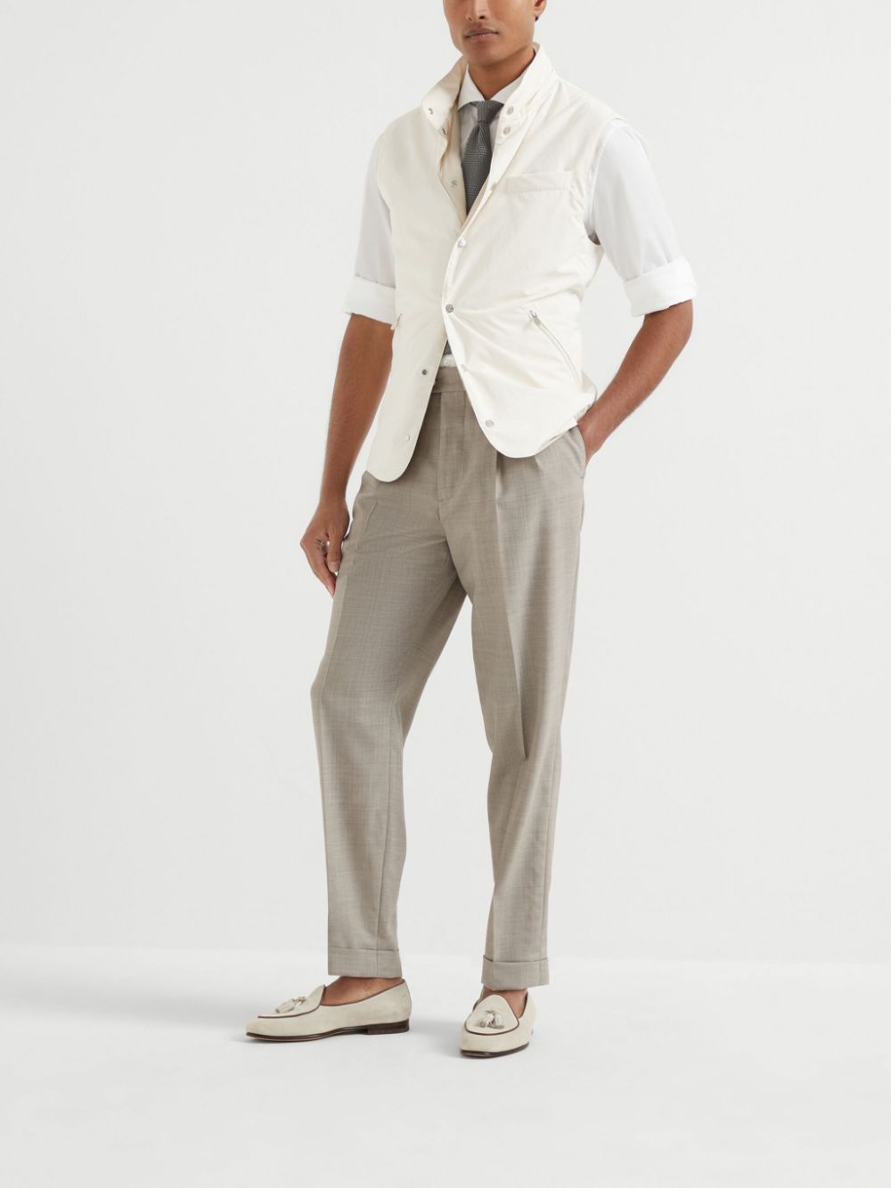 Brunello Cucinelli Pantalon met geplooid detail - Beige