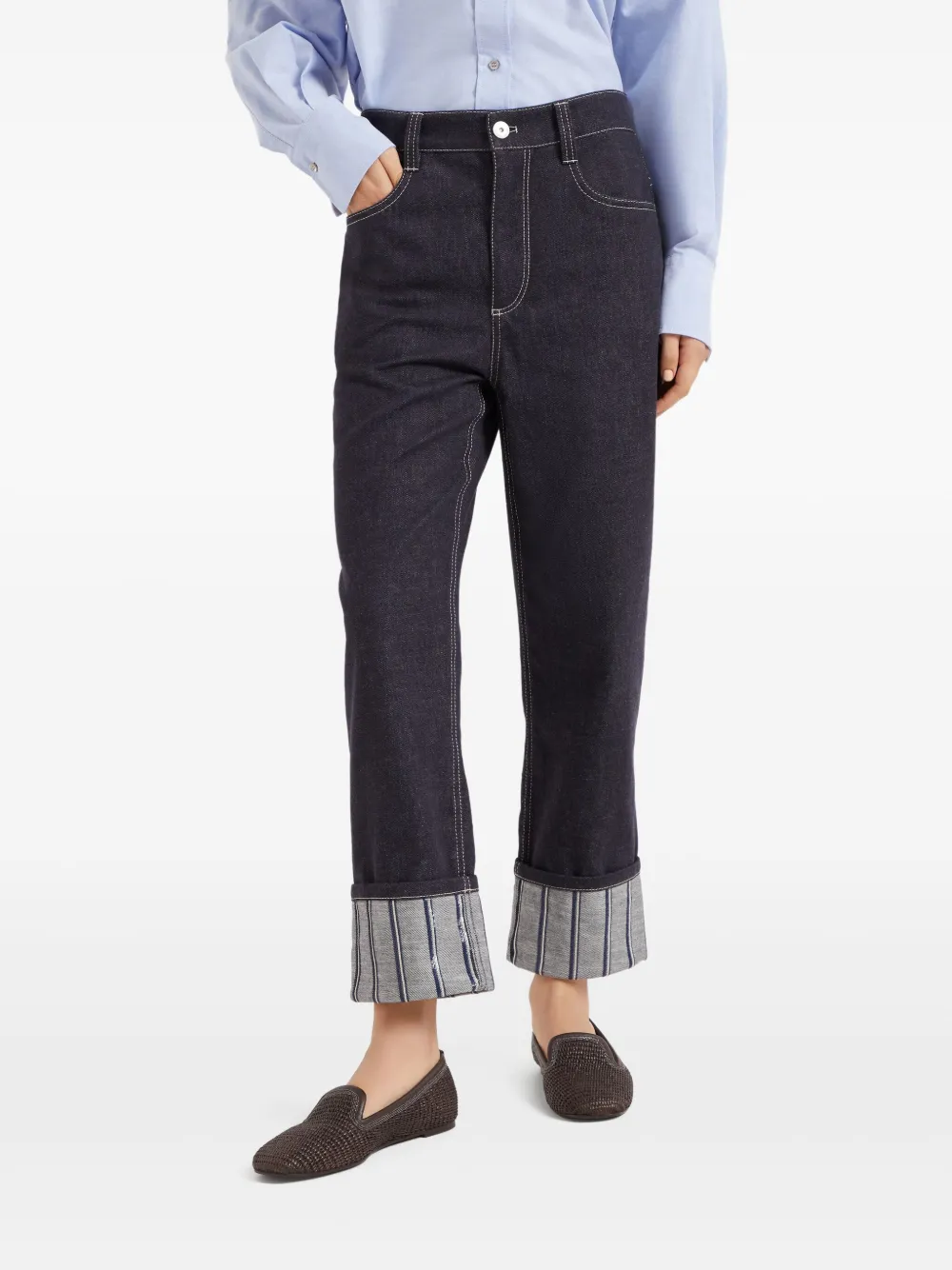 Brunello Cucinelli Jeans met gestreept detail Blauw