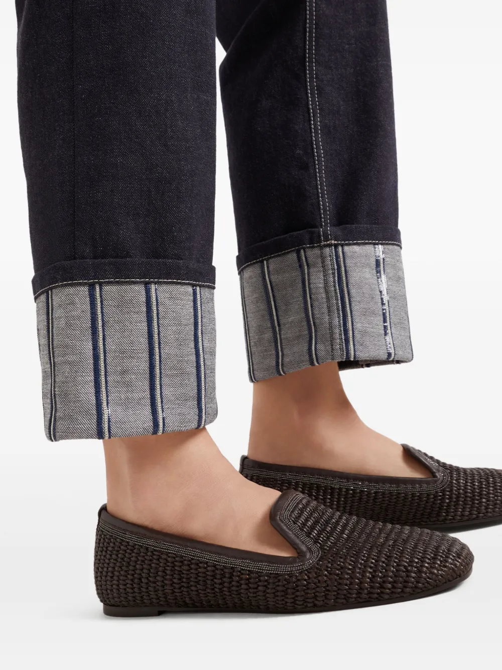 Brunello Cucinelli Jeans met gestreept detail Blauw