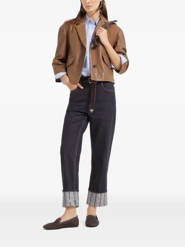 Brunello Cucinelli ストライプディテール ジーンズ | ブルー