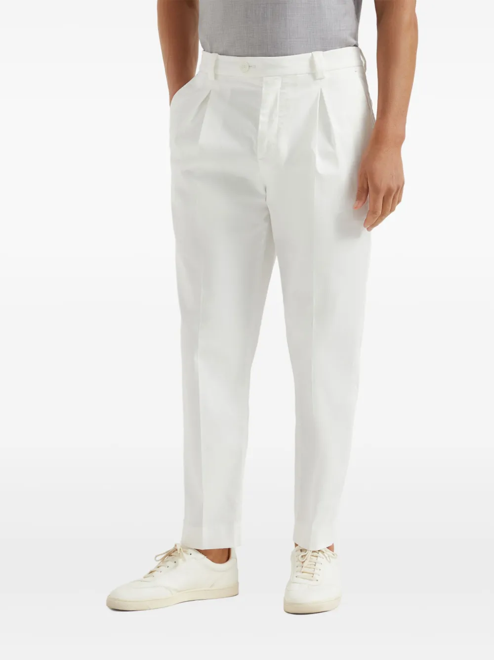 Brunello Cucinelli Broek met gabarine weving Wit