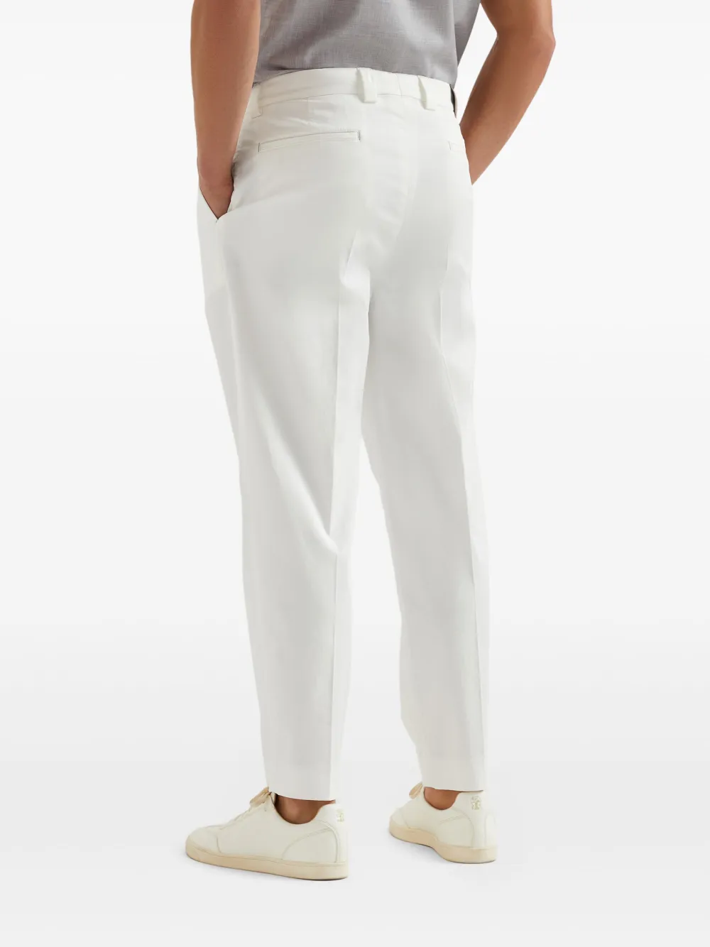 Brunello Cucinelli Broek met gabarine weving Wit