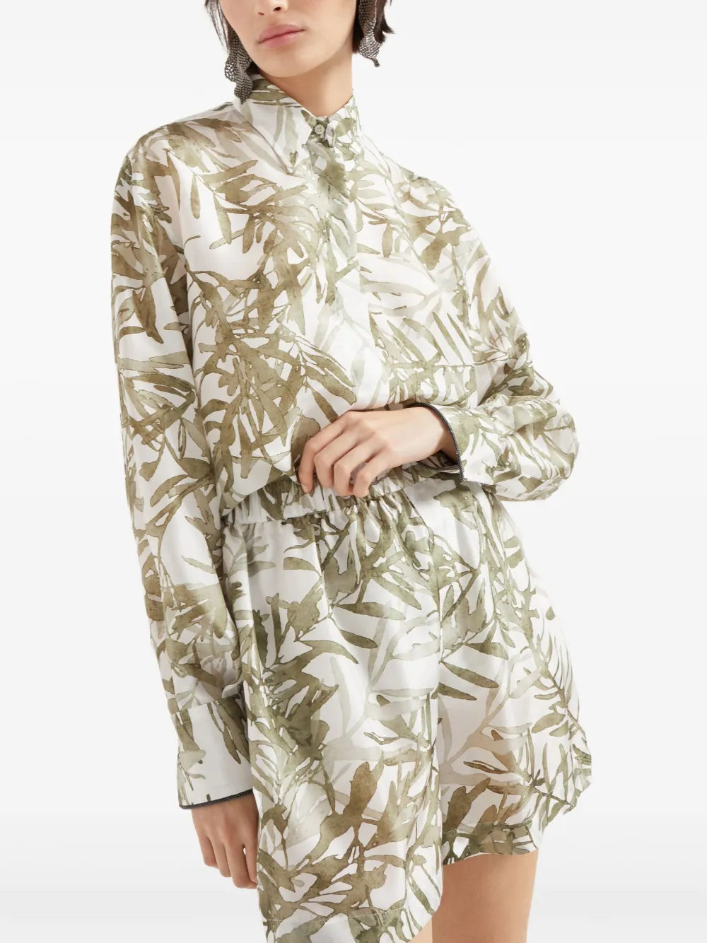 Shop Brunello Cucinelli Silk Shirt In Green