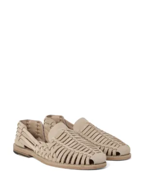 【BRUNELLO CUCINELLI】オープン スリッポン サンダル メンズ 向け ライトベージュ スエードスリッポン | Brunello