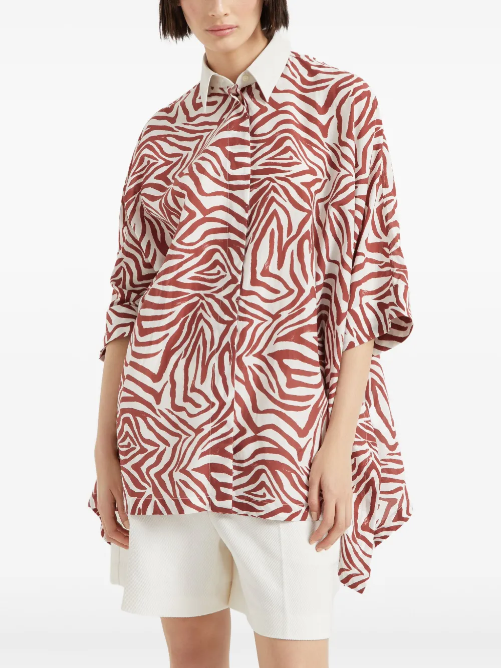 Brunello Cucinelli Zijden blouse Rood