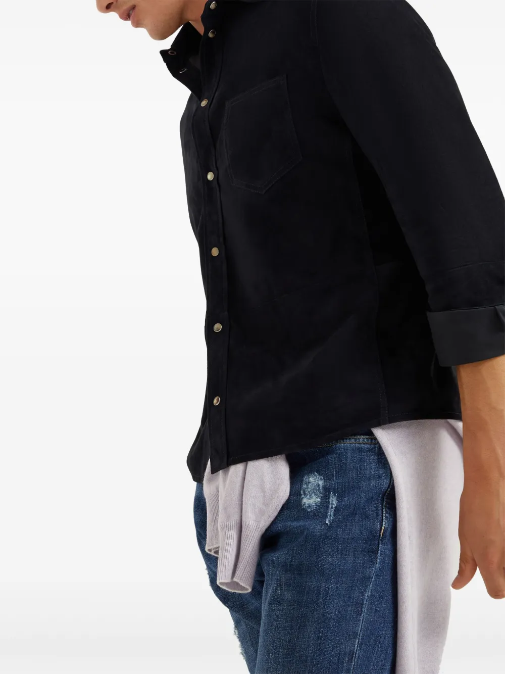 Brunello Cucinelli Overhemd met dubbele rij knopen Blauw