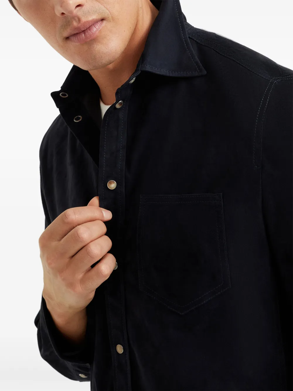 Brunello Cucinelli Overhemd met dubbele rij knopen Blauw