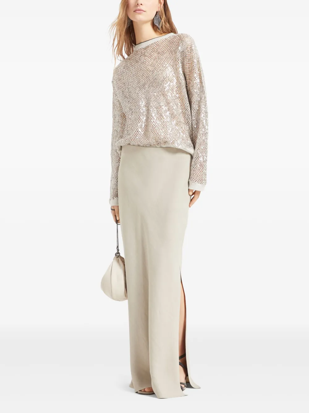 Brunello Cucinelli Maxi-rok met uitgesneden details - Beige