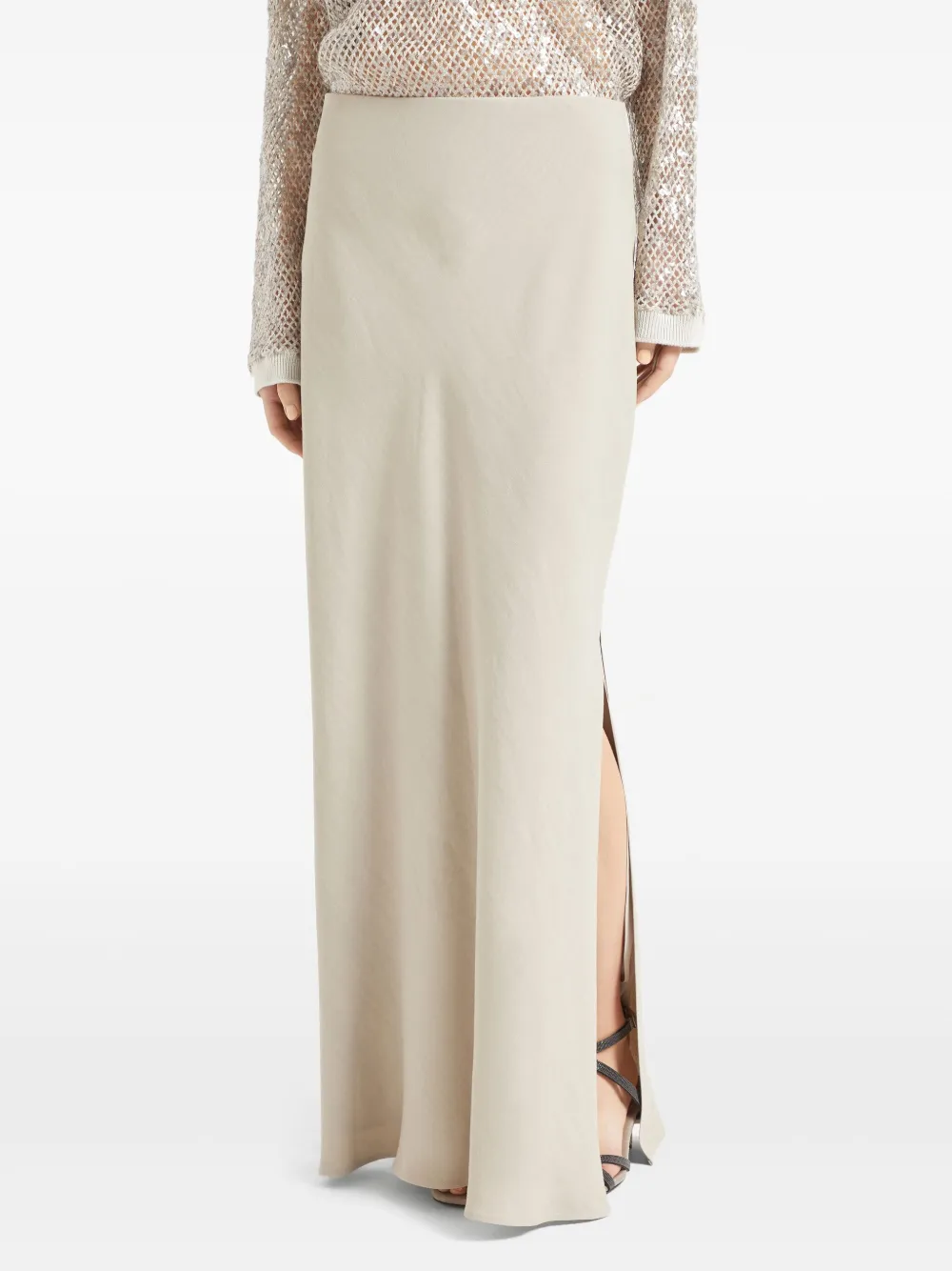 Brunello Cucinelli Maxi-rok met uitgesneden details Beige