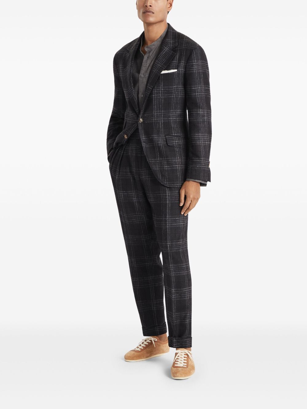 Brunello Cucinelli Blazer met tartan ruit - Grijs