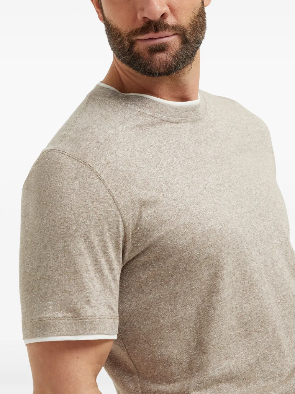 Brunello Cucinelli T-shirt met imitatielaag Beige
