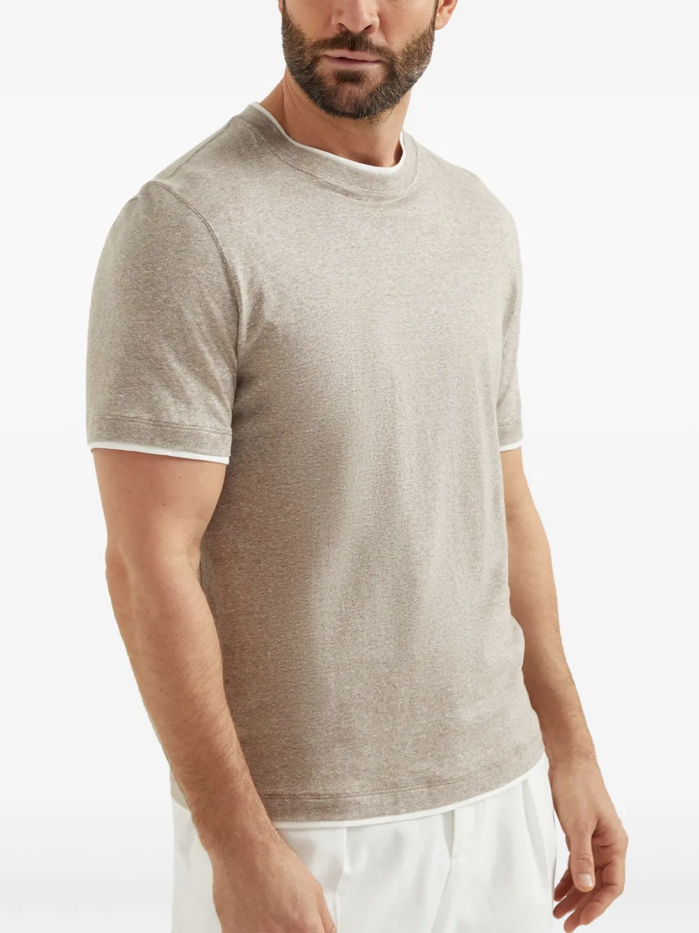 Brunello Cucinelli T-shirt met imitatielaag Beige