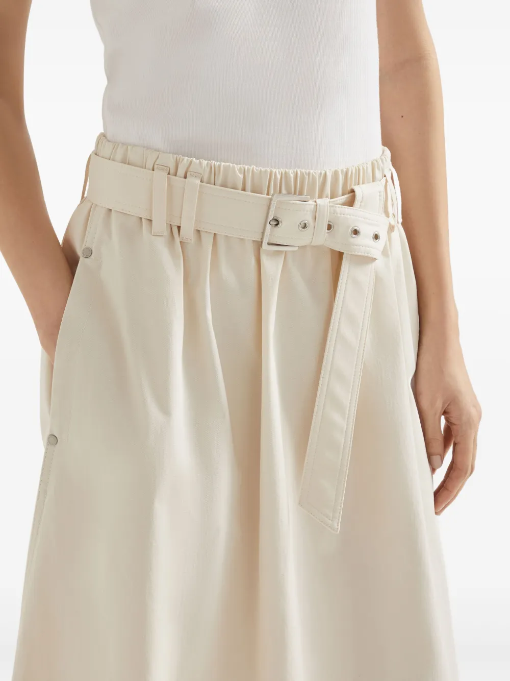 Brunello Cucinelli Gegabardine midi-rok Beige
