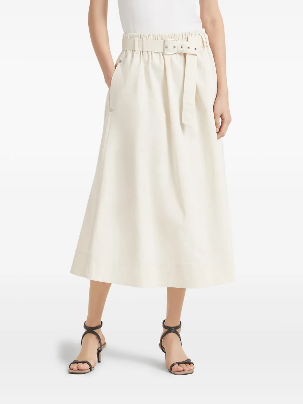 Brunello Cucinelli Gegabardine midi-rok Beige