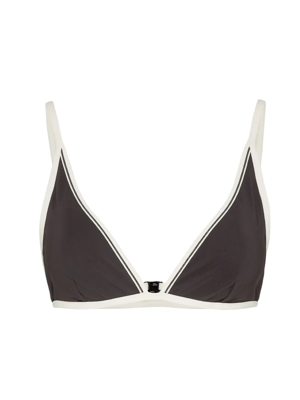 Brunello Cucinelli Techno Jersey Monili-trim Bikini Top In Brown