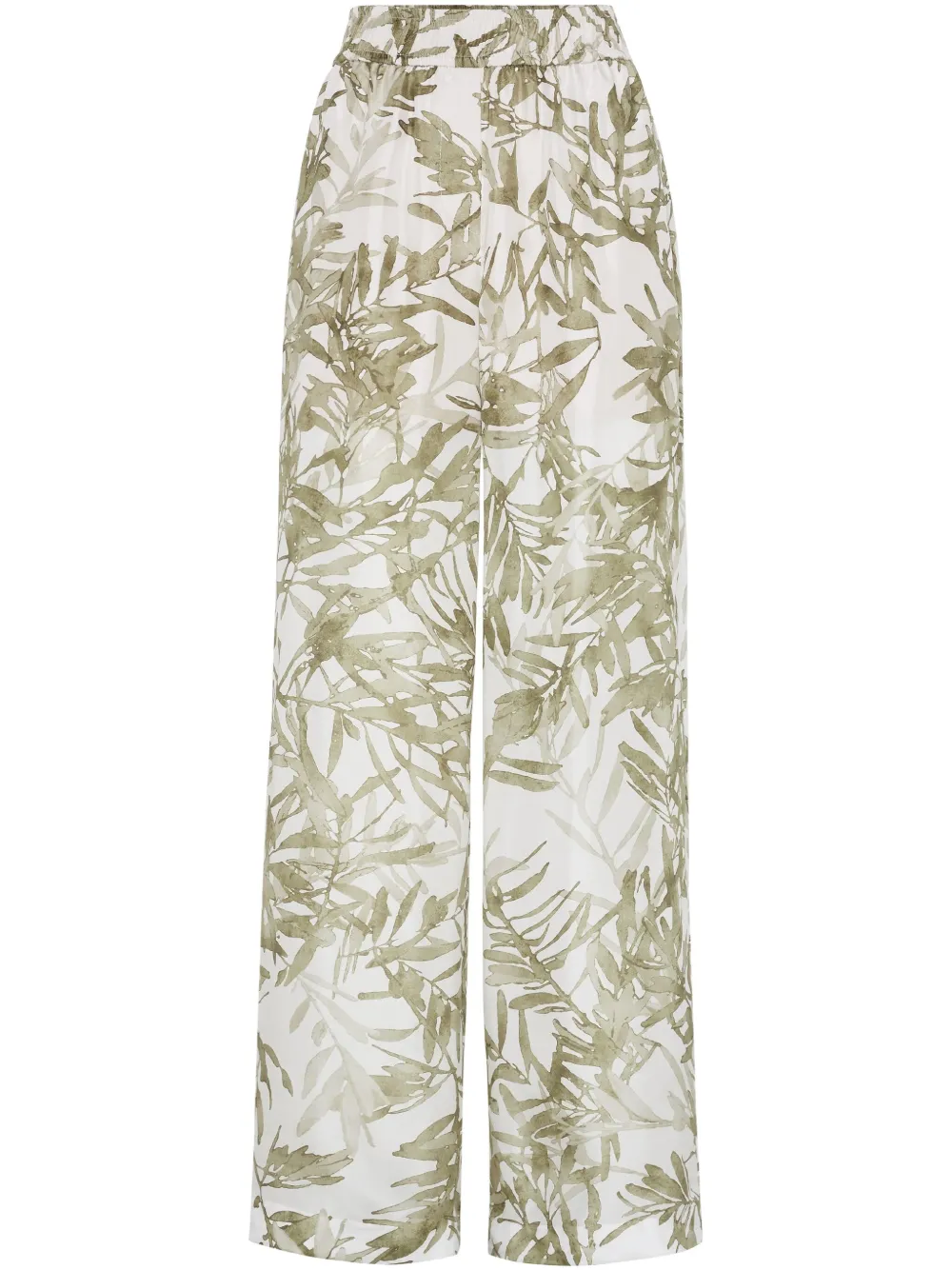Brunello Cucinelli leaf-print trousers | Green | Image 1