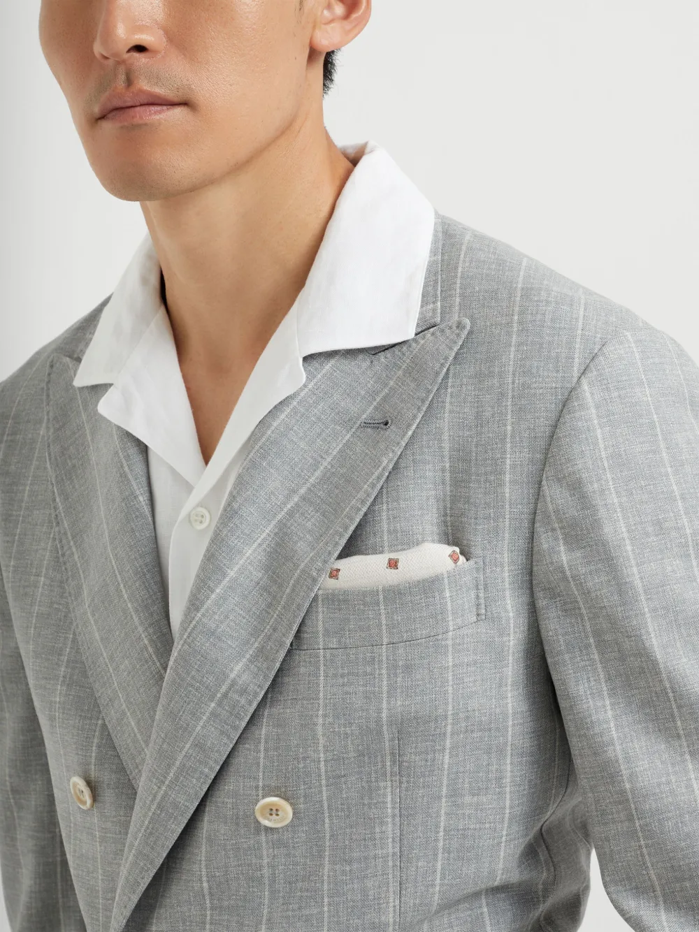 Shop Brunello Cucinelli Double-breasted Blazer In 灰色