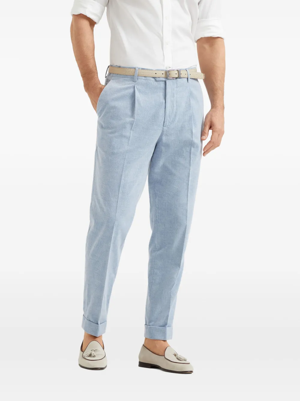 Brunello Cucinelli Fluwelen broek Blauw