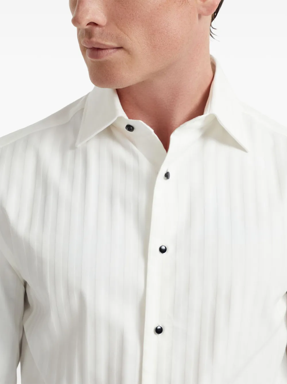 Brunello Cucinelli Overhemd met chevron print Wit